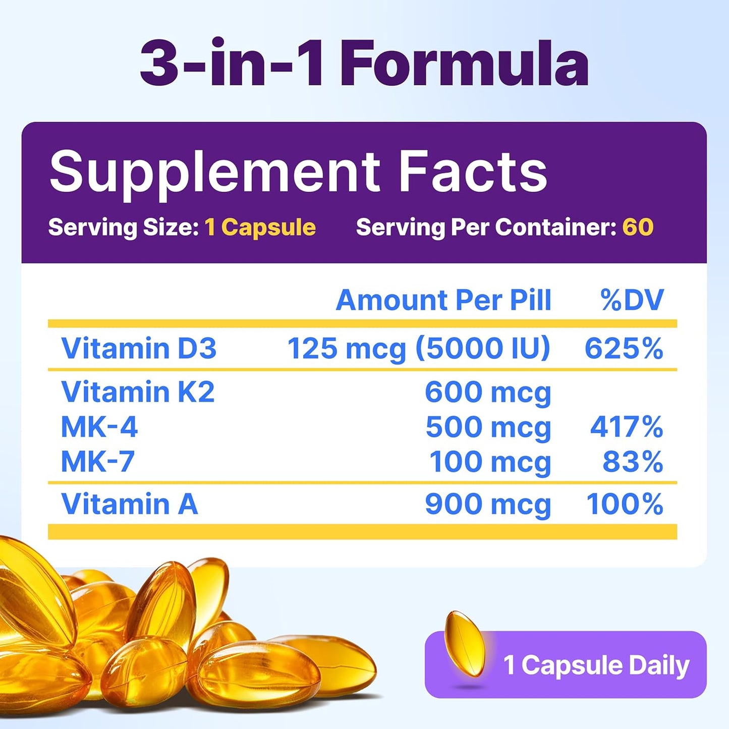 Vitamin D3 + K2 (with Vitamin A)